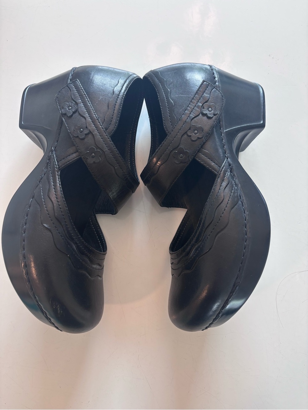 Dansko Black Leather Mary Jane Flats with Strap - Picture 3 of 5